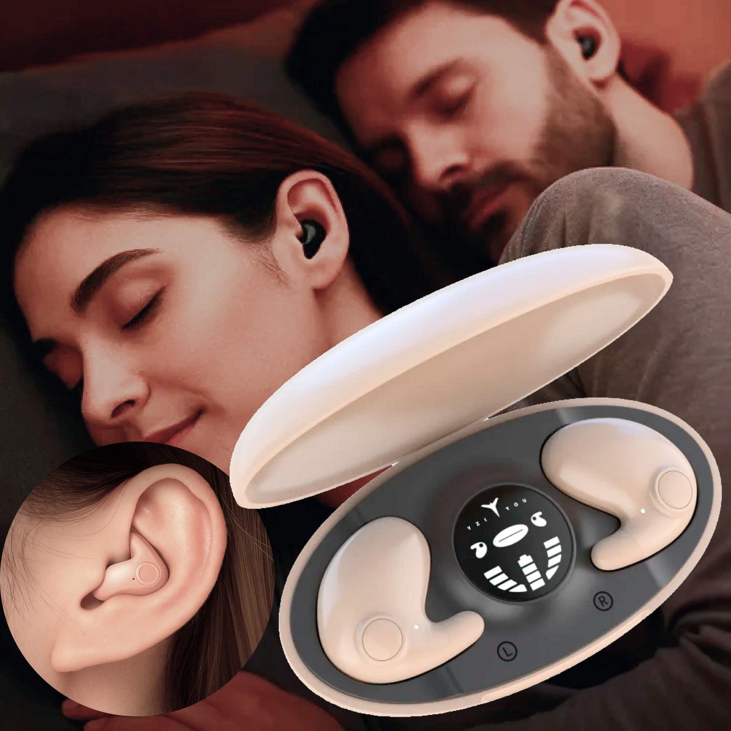 Wireless Sleep Earbuds Ultra-Small Noise-Blocking Earphones for Night Use