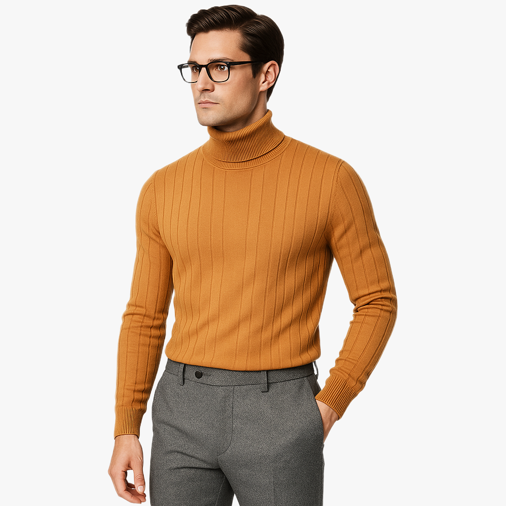 Warm Casual Roll Neck Jumper for Men