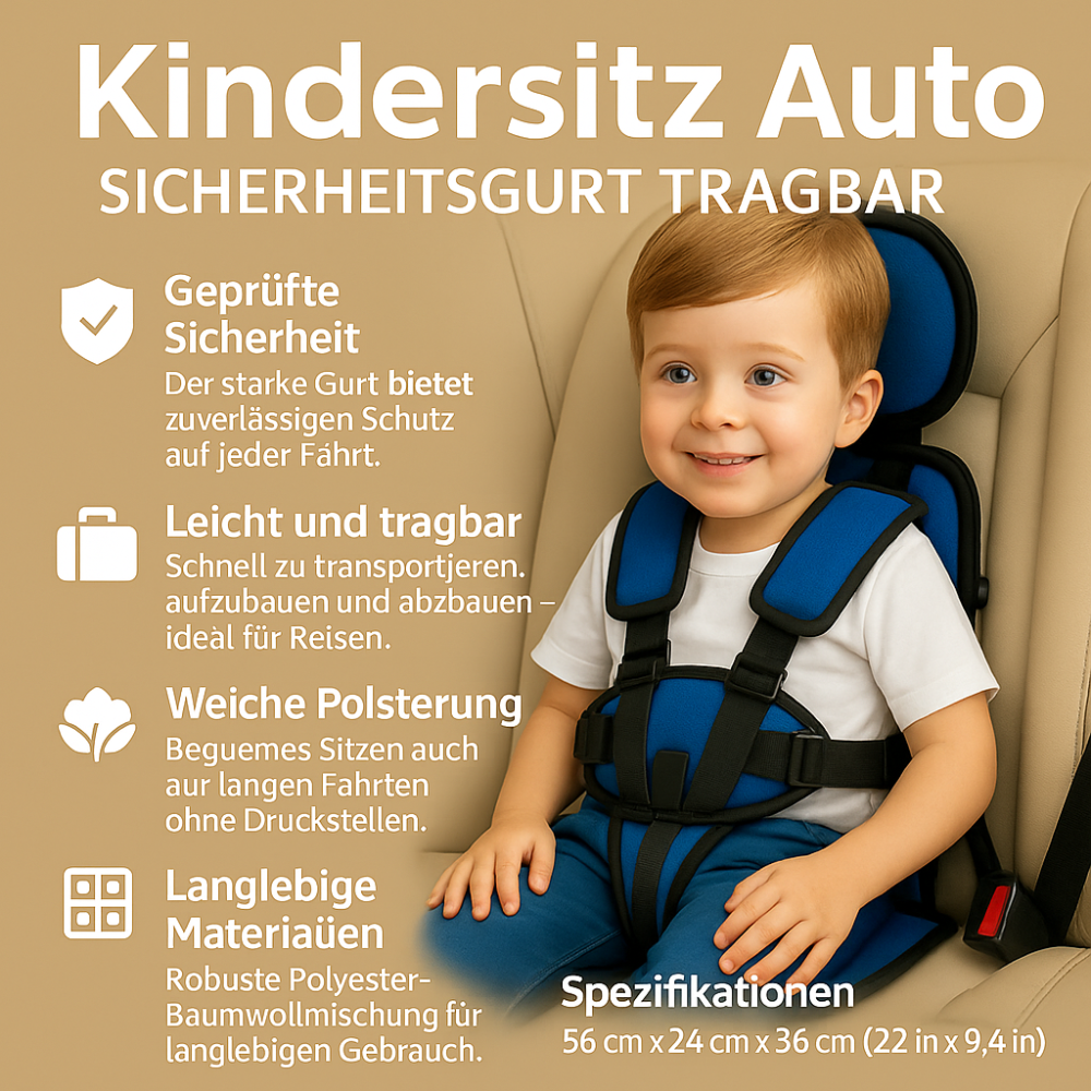 Portable Car Seat for Kids Compact Adjustable Travel Booster
