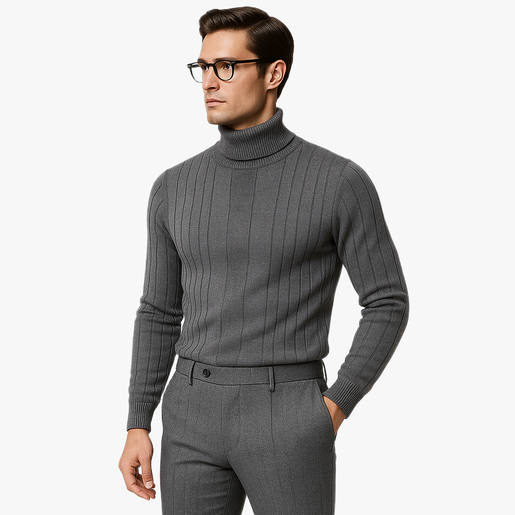 Warm Casual Roll Neck Jumper for Men