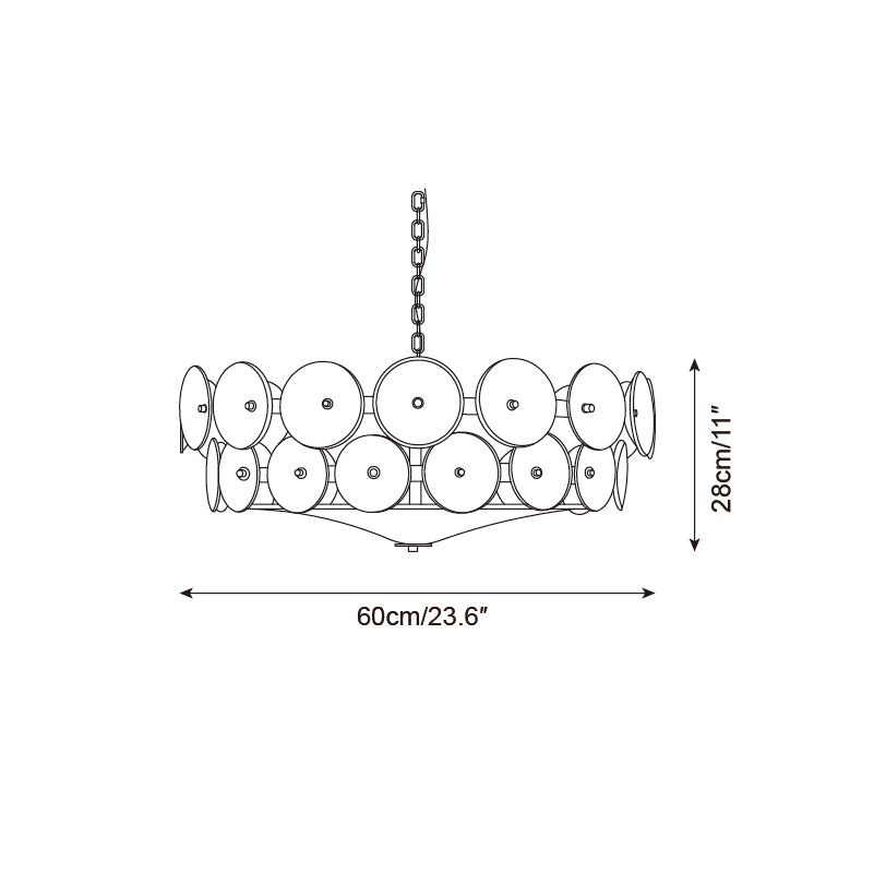 Amber Glass Retro Style Ceiling Chandelier Mid-Century Home Lighting