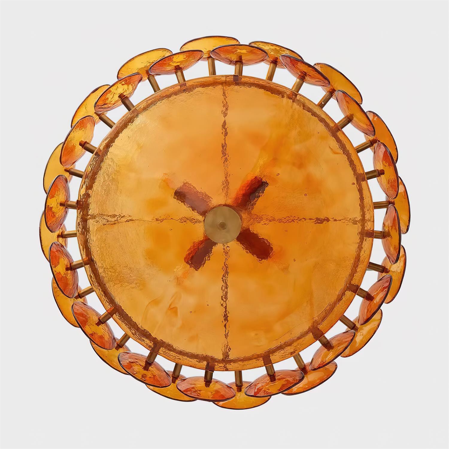 Amber Glass Retro Style Ceiling Chandelier Mid-Century Home Lighting