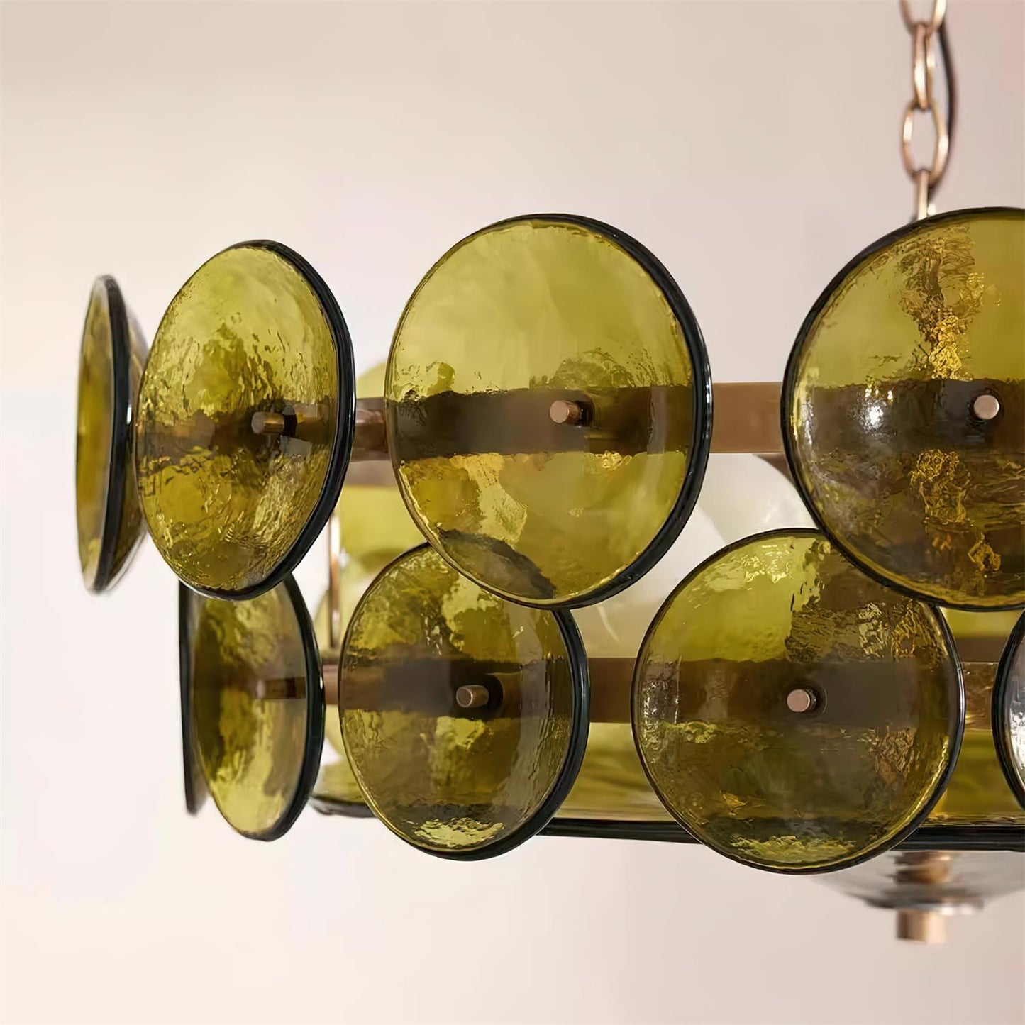 Amber Glass Retro Style Ceiling Chandelier Mid-Century Home Lighting