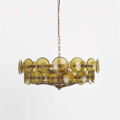 Amber Glass Retro Style Ceiling Chandelier Mid-Century Home Lighting