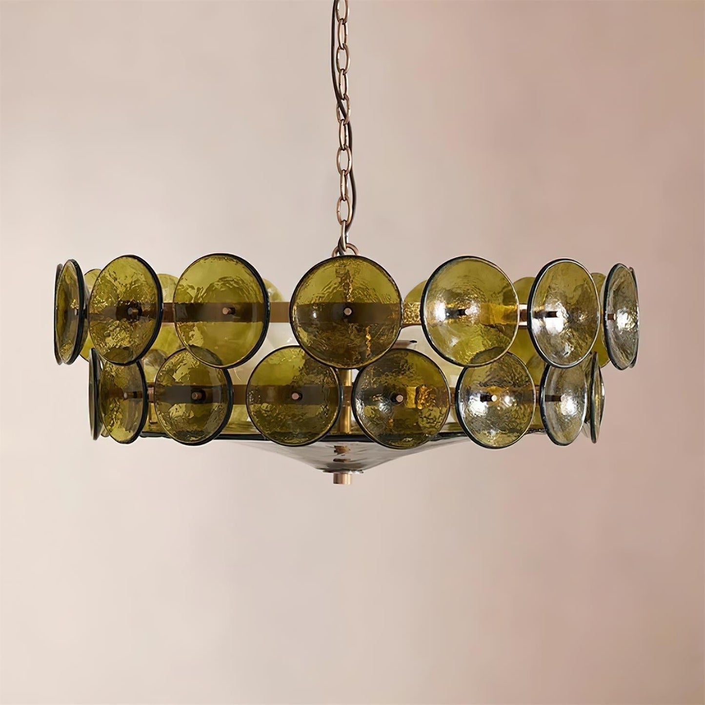Amber Glass Retro Style Ceiling Chandelier Mid-Century Home Lighting