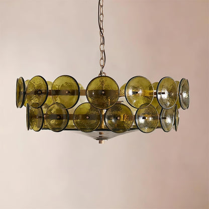 Amber Glass Retro Style Ceiling Chandelier Mid-Century Home Lighting