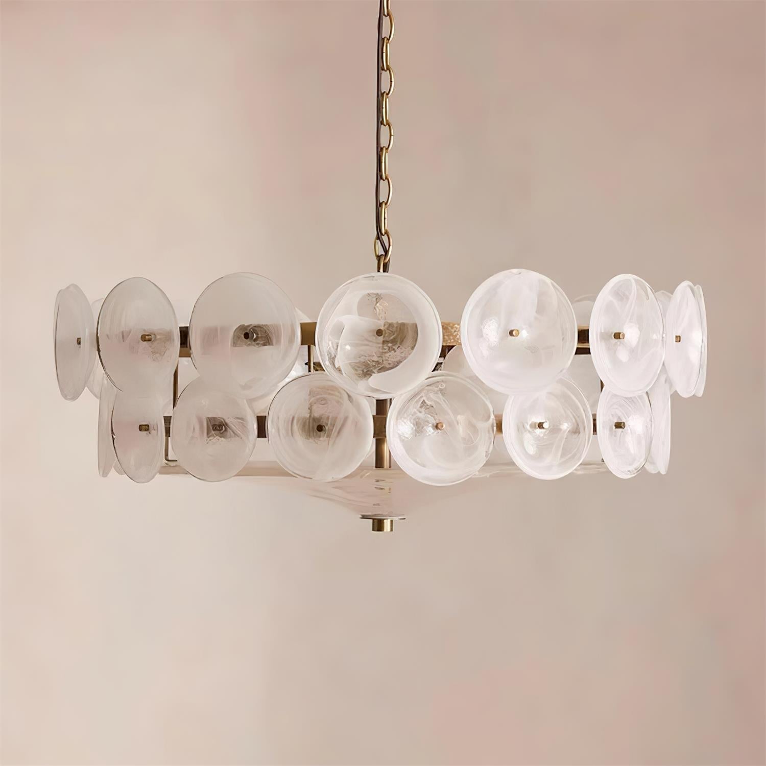 Amber Glass Retro Style Ceiling Chandelier Mid-Century Home Lighting
