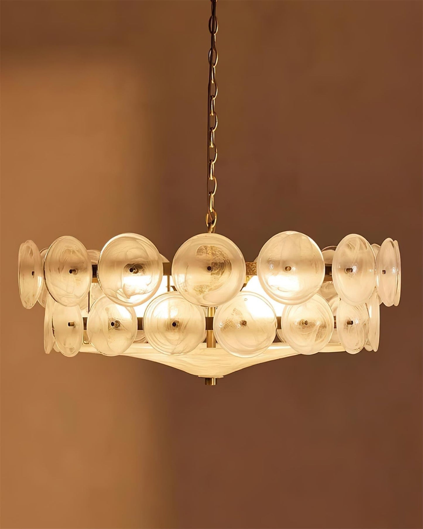 Amber Glass Retro Style Ceiling Chandelier Mid-Century Home Lighting