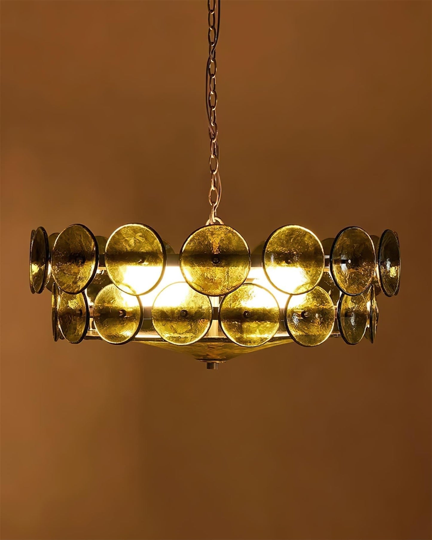 Amber Glass Retro Style Ceiling Chandelier Mid-Century Home Lighting