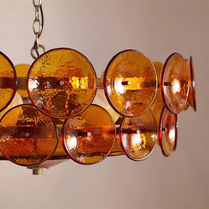 Amber Glass Retro Style Ceiling Chandelier Mid-Century Home Lighting