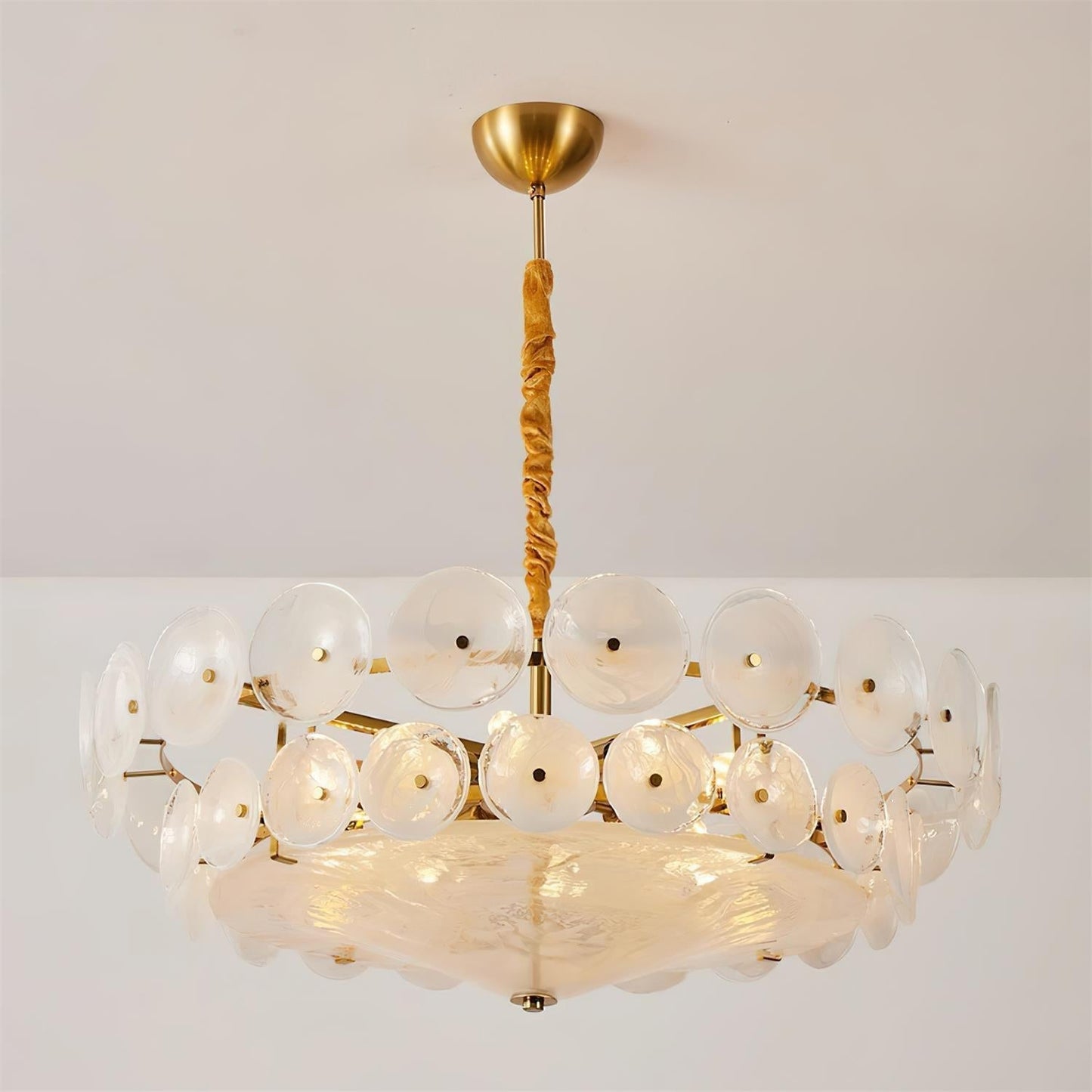 Amber Glass Retro Style Ceiling Chandelier Mid-Century Home Lighting