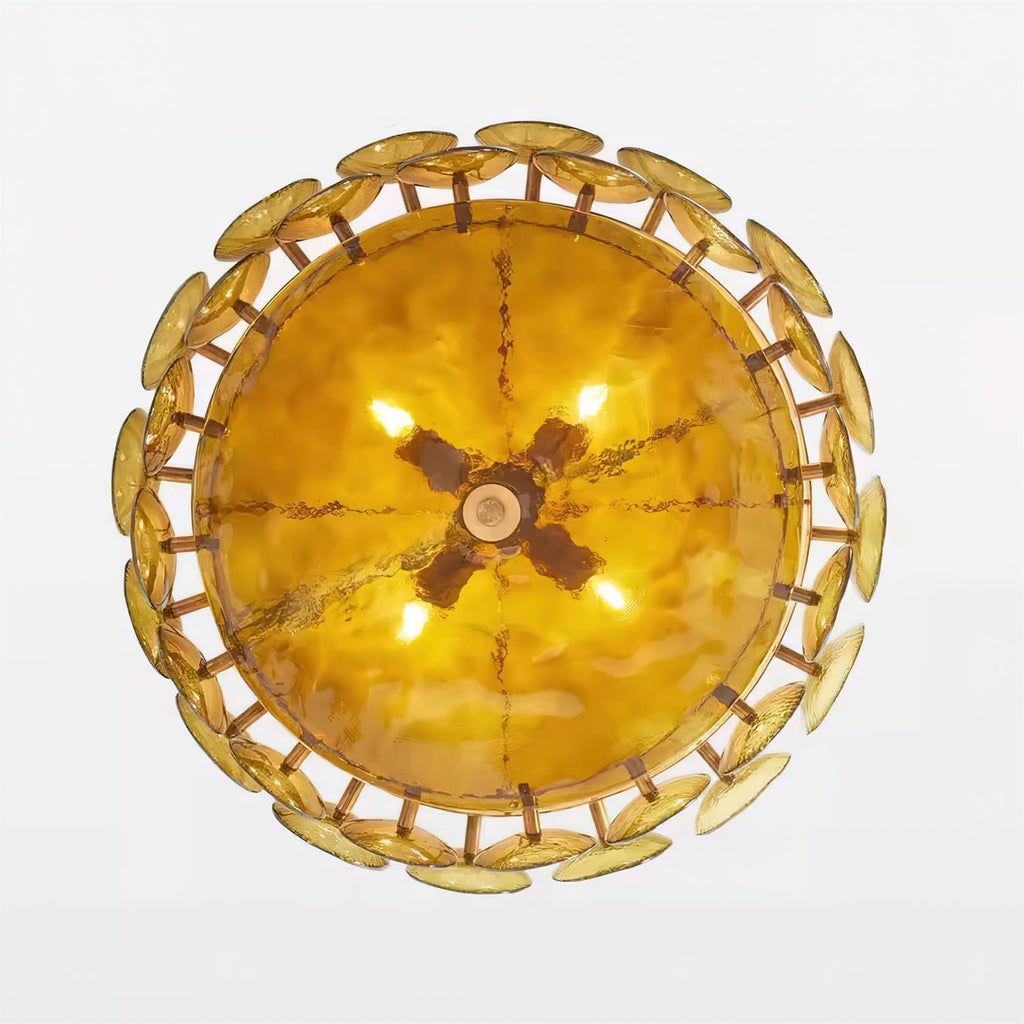 Amber Glass Retro Style Ceiling Chandelier Mid-Century Home Lighting