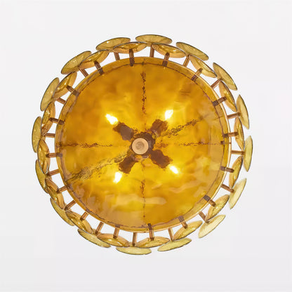Amber Glass Retro Style Ceiling Chandelier Mid-Century Home Lighting
