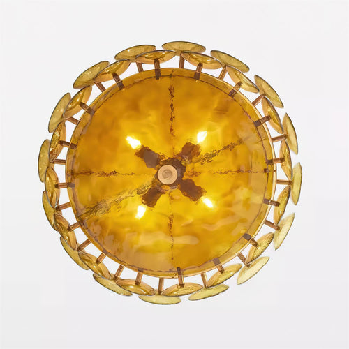 Amber Glass Retro Style Ceiling Chandelier Mid-Century Home Lighting