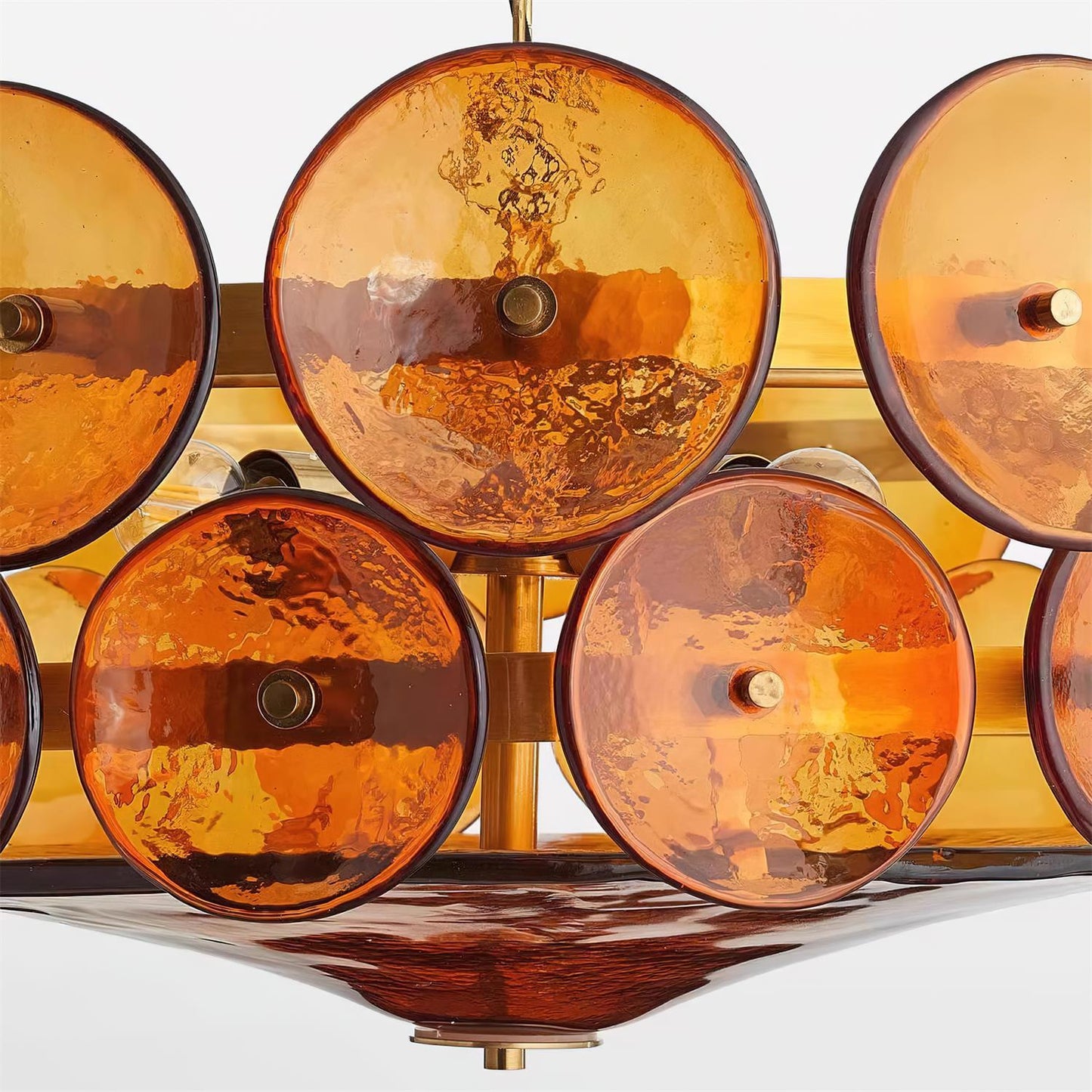 Amber Glass Retro Style Ceiling Chandelier Mid-Century Home Lighting