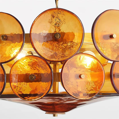 Amber Glass Retro Style Ceiling Chandelier Mid-Century Home Lighting