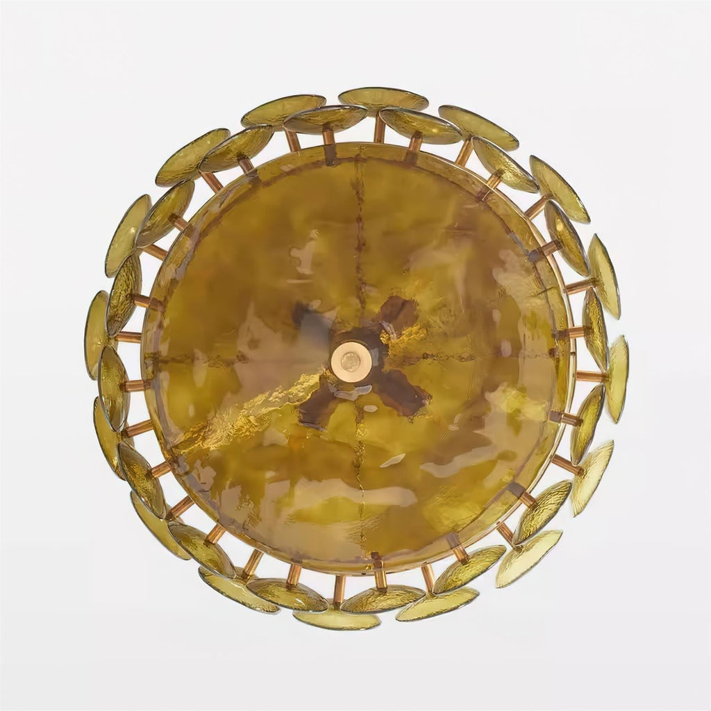 Amber Glass Retro Style Ceiling Chandelier Mid-Century Home Lighting