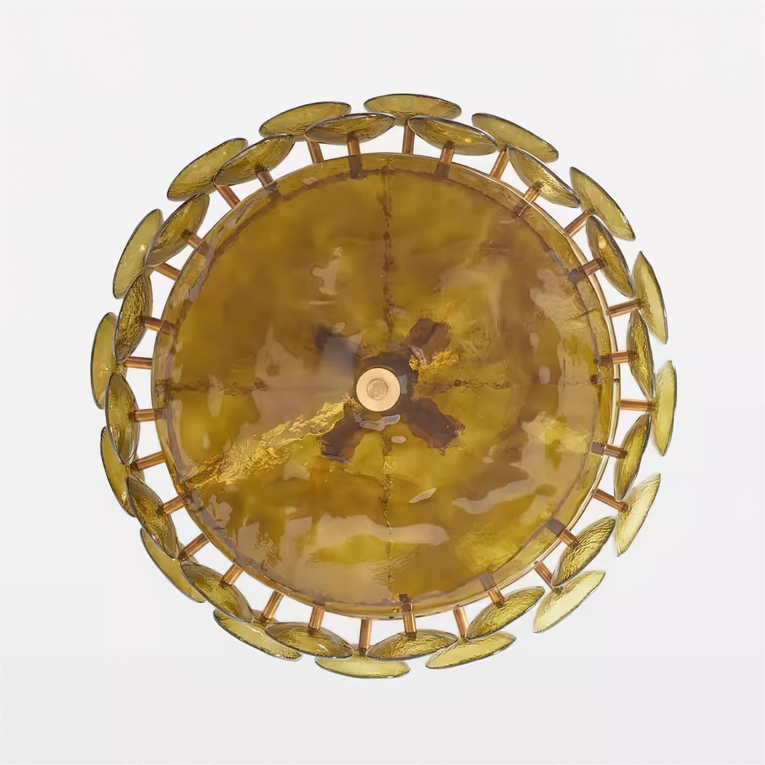 Amber Glass Retro Style Ceiling Chandelier Mid-Century Home Lighting