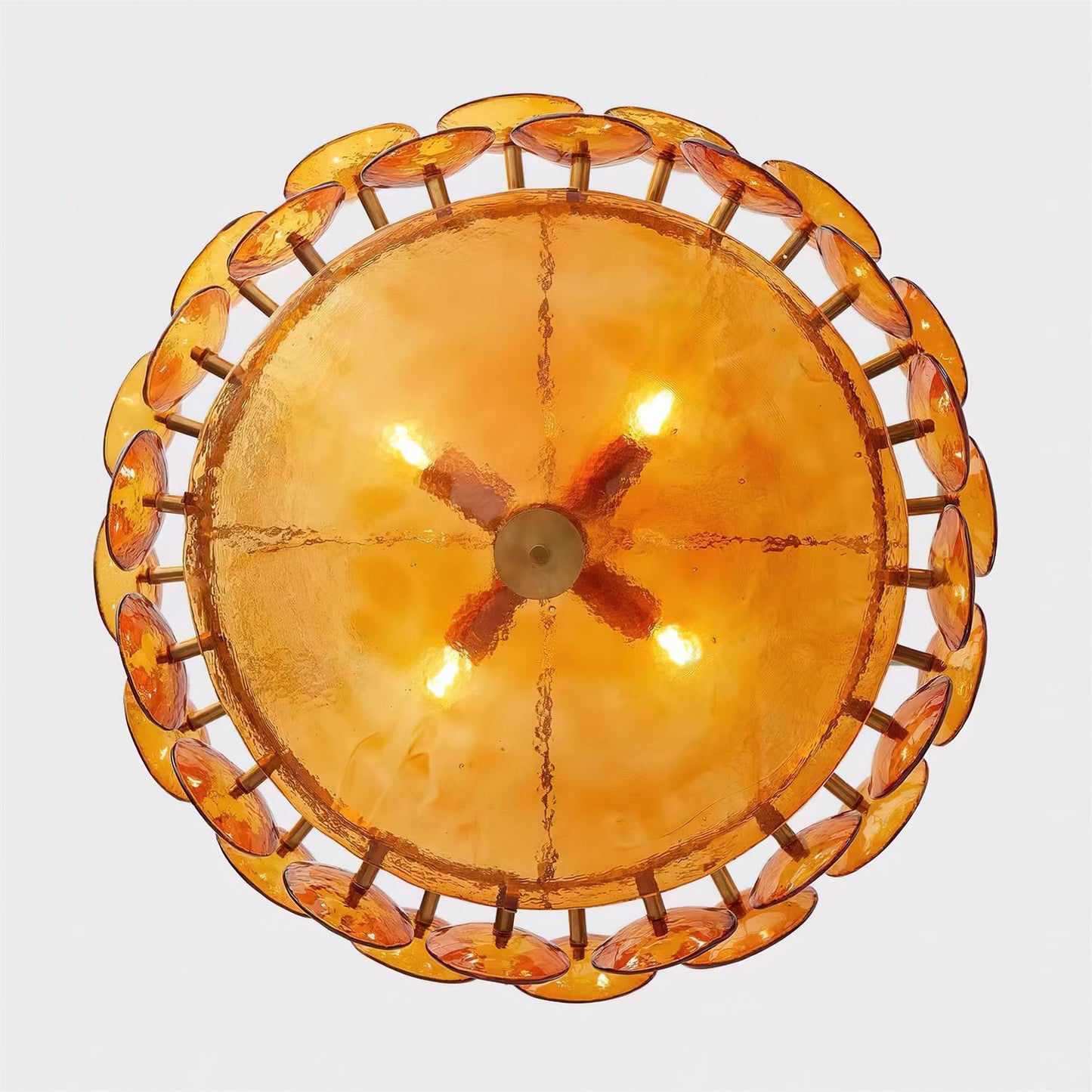 Amber Glass Retro Style Ceiling Chandelier Mid-Century Home Lighting
