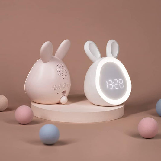 Children’s Alarm Clock Bunny LED Night Light with Quiet Wake-Up