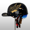 Vintage Style Motorcycle Helmet with Integrated Sun Visor