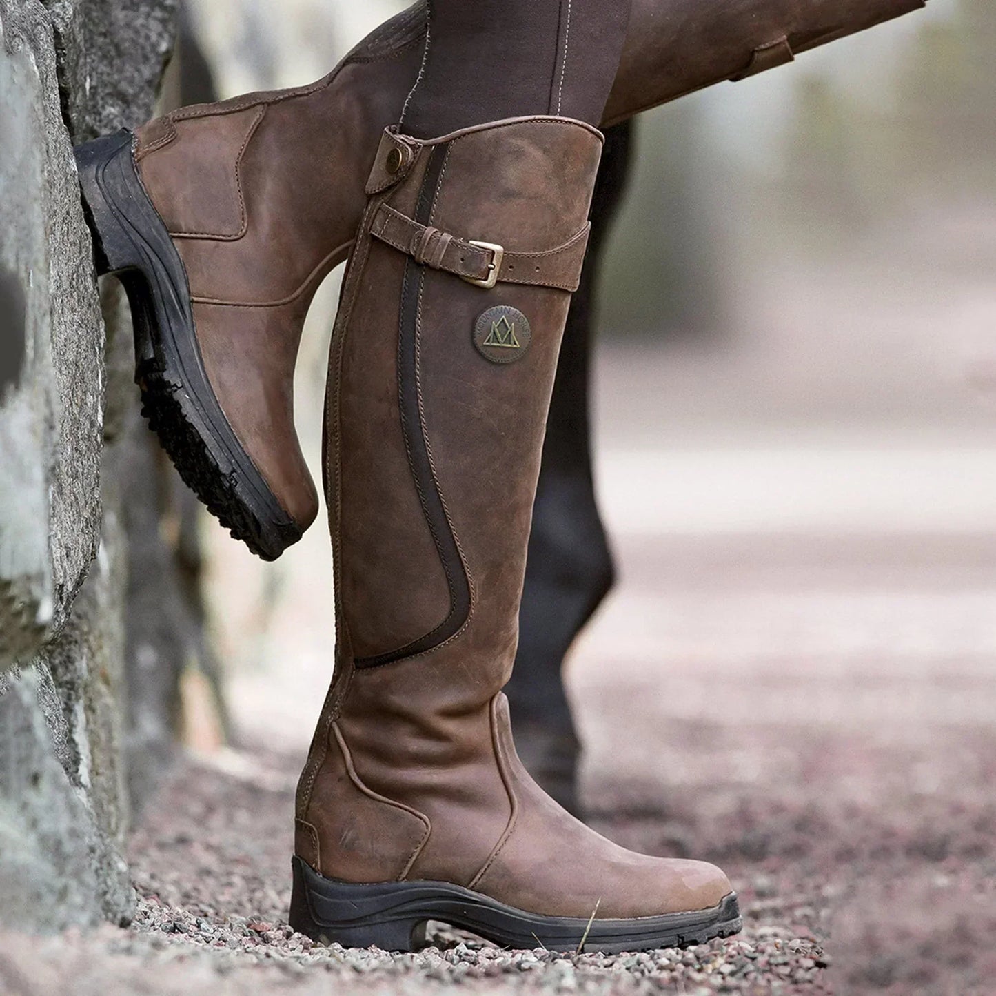 Women's Knee-High Waterproof Cowboy Boots with Buckle