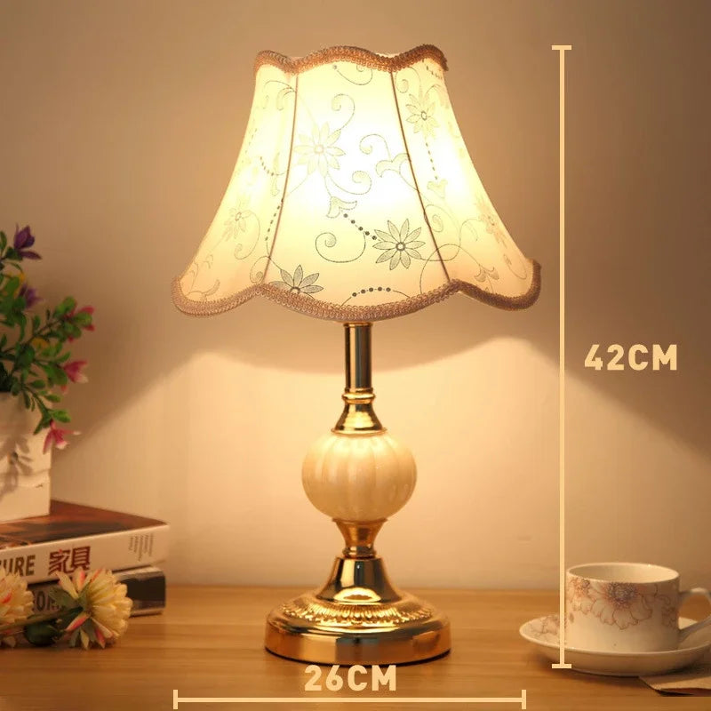 Vintage Style Table Lamp Floral Shade Decorative Light