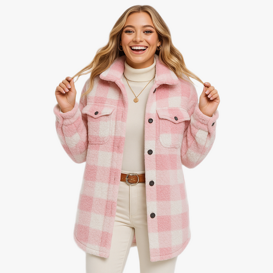Stylish Warm Checked Winter Coat for Women