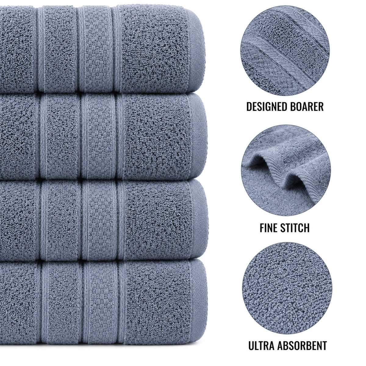 4-Piece Jumbo Bath Towel Set - Quick Dry Bathroom Towels
