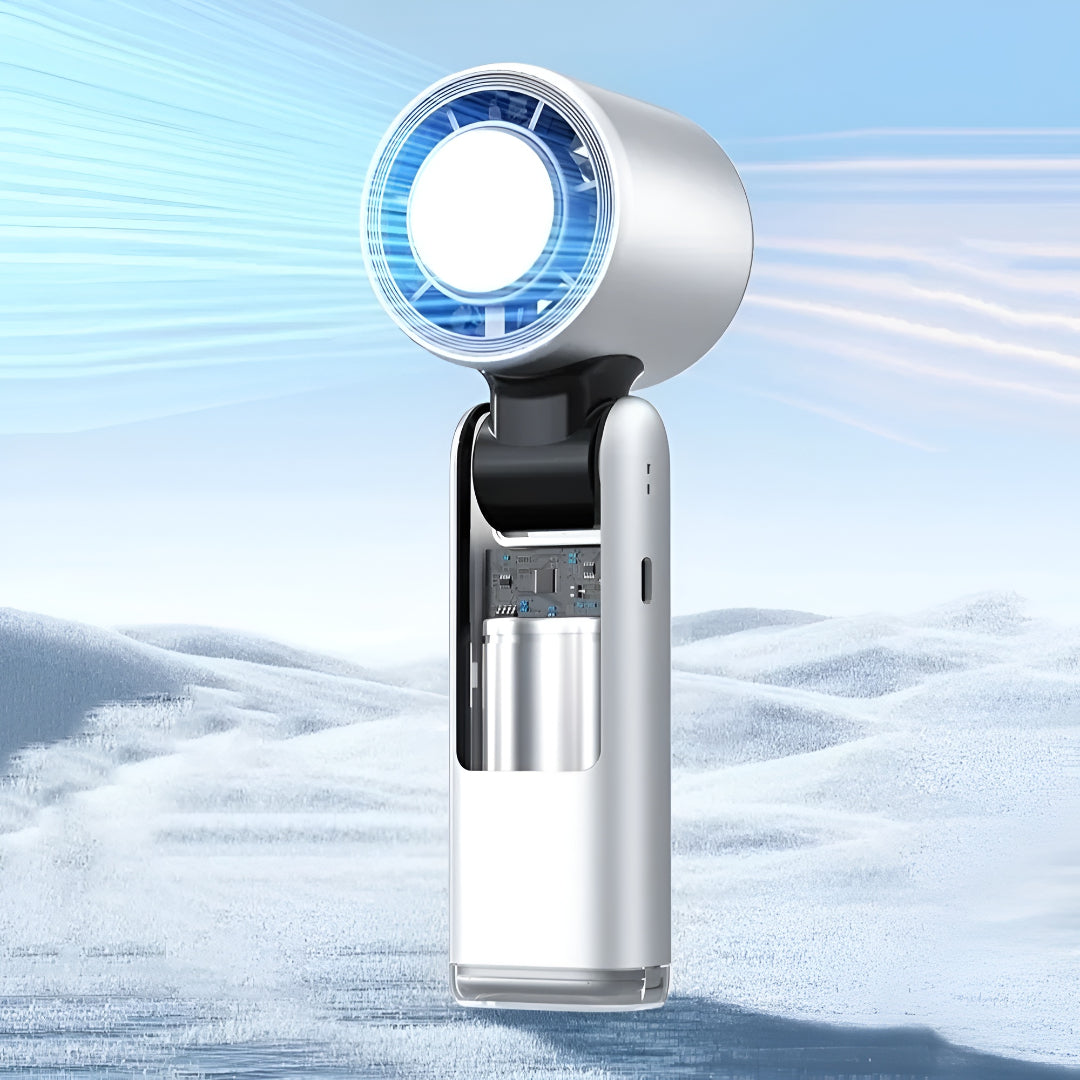 Bærbar genopladelig håndholdt ventilator med digitalt display