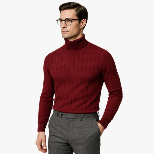 Warm Casual Roll Neck Jumper for Men