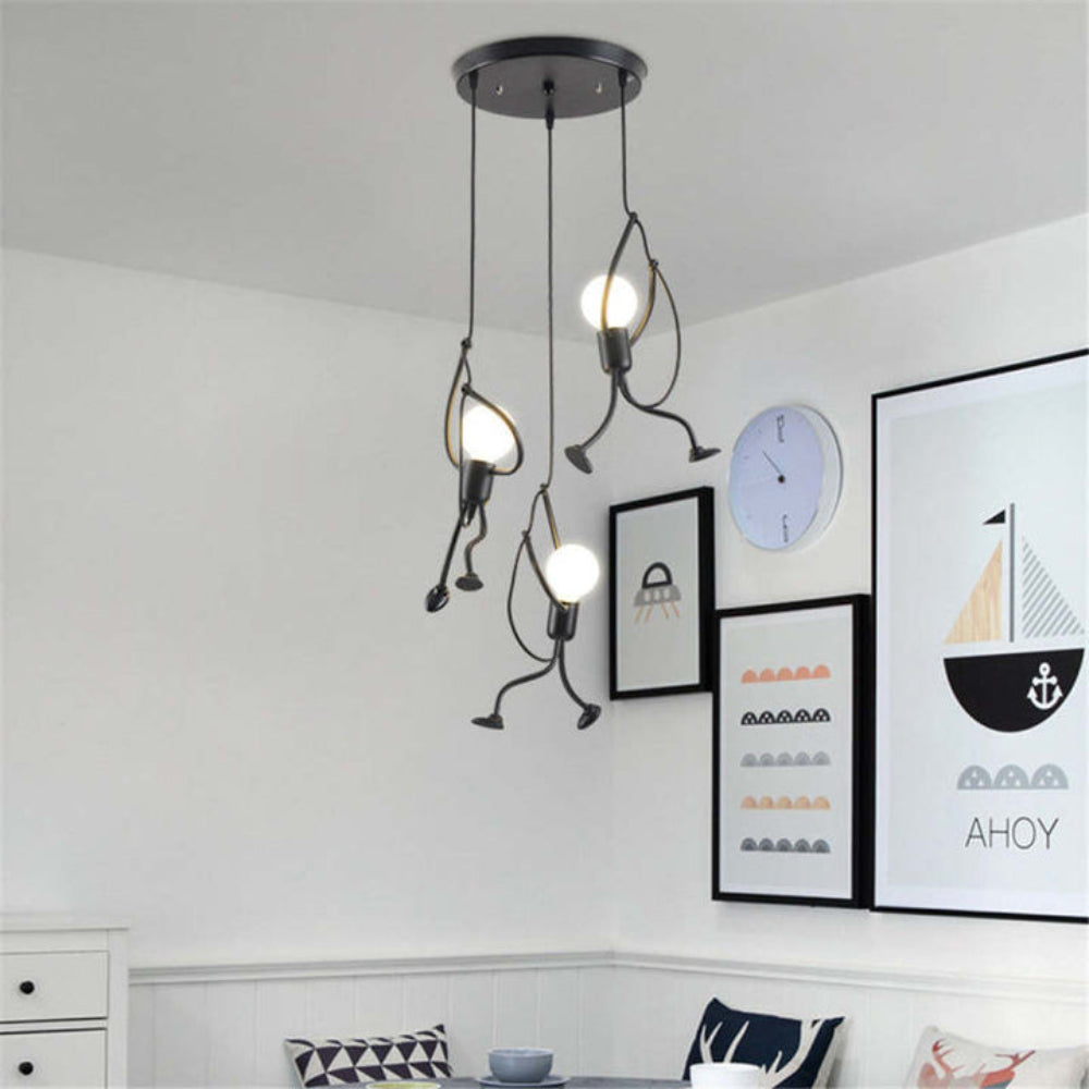Playful Figure Pendant Light Adjustable Ceiling Suspension