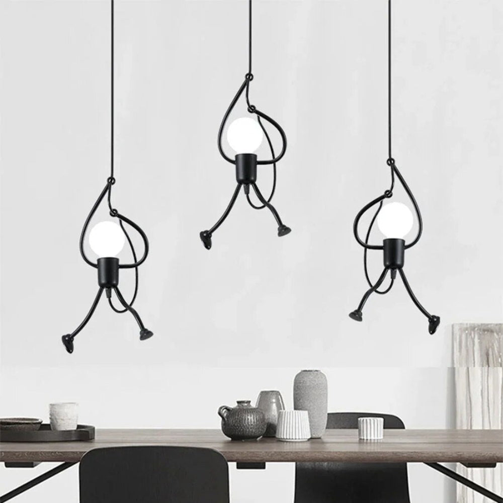 Playful Figure Pendant Light Adjustable Ceiling Suspension