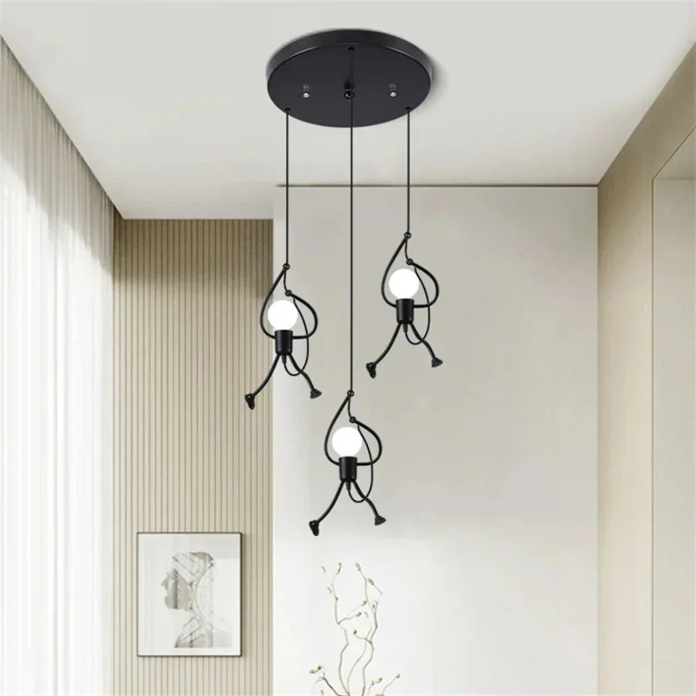Playful Figure Pendant Light Adjustable Ceiling Suspension