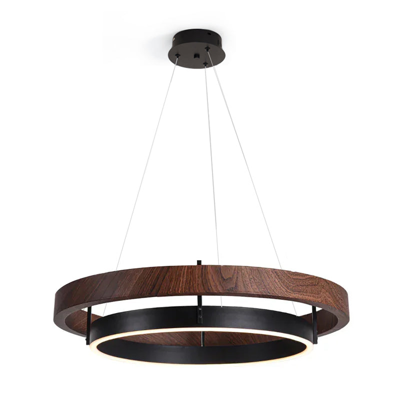 Modern Dual Ring LED Chandelier Adjustable Ceiling Light