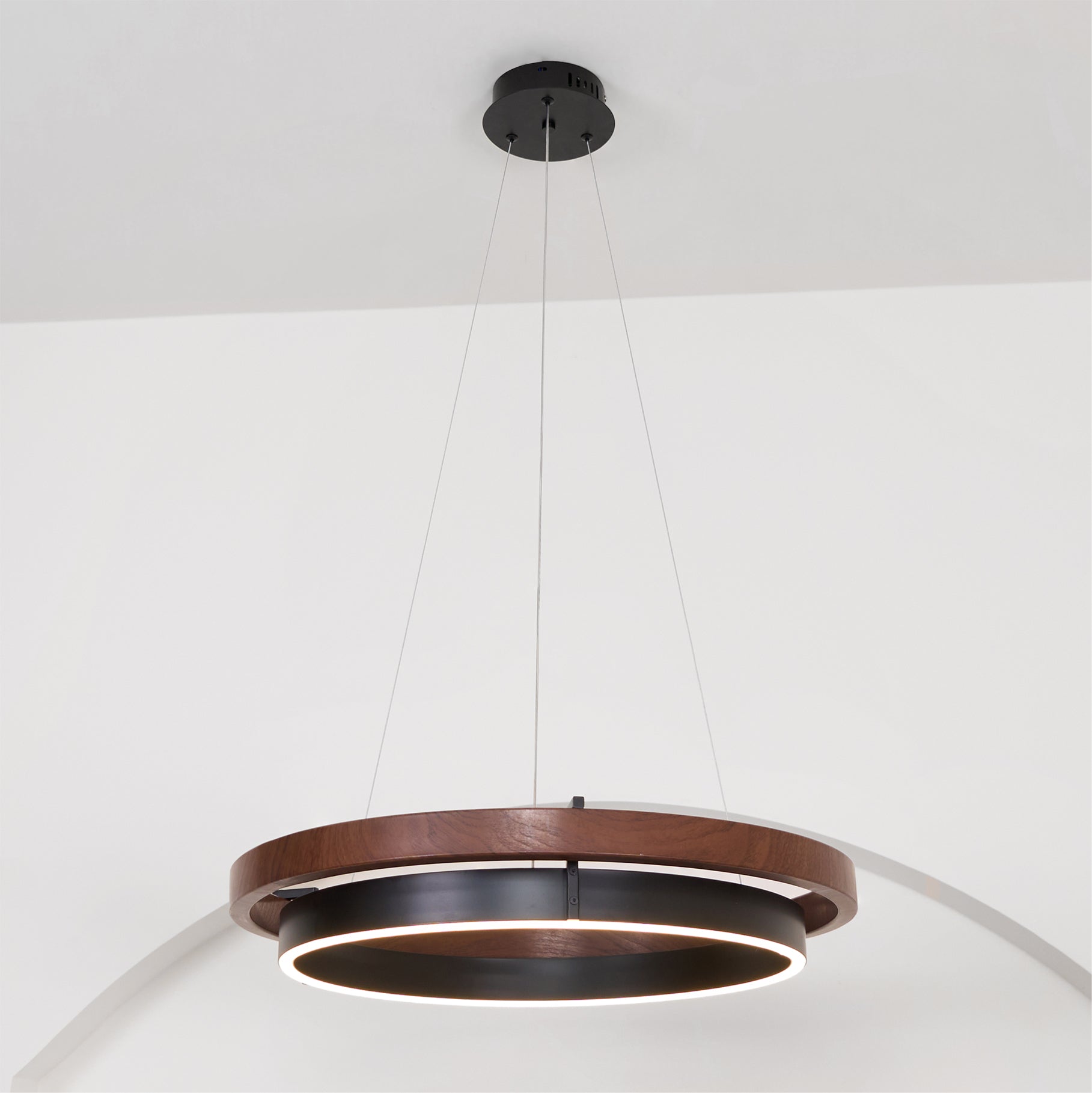 Modern Dual Ring LED Chandelier Adjustable Ceiling Light
