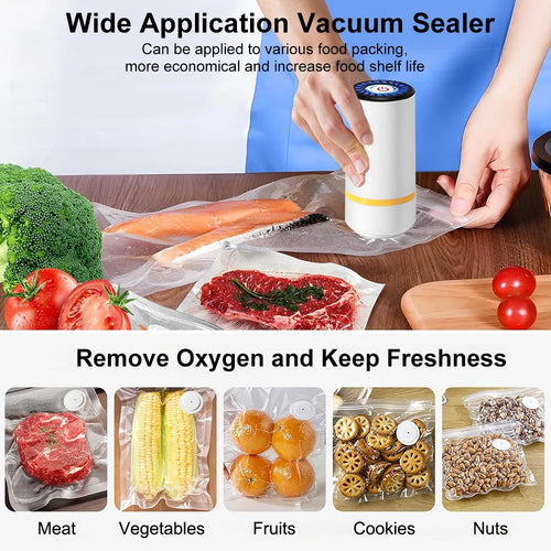 Portable Electric Vacuum Pump for Food Storage with Reusable Vacuum Bags