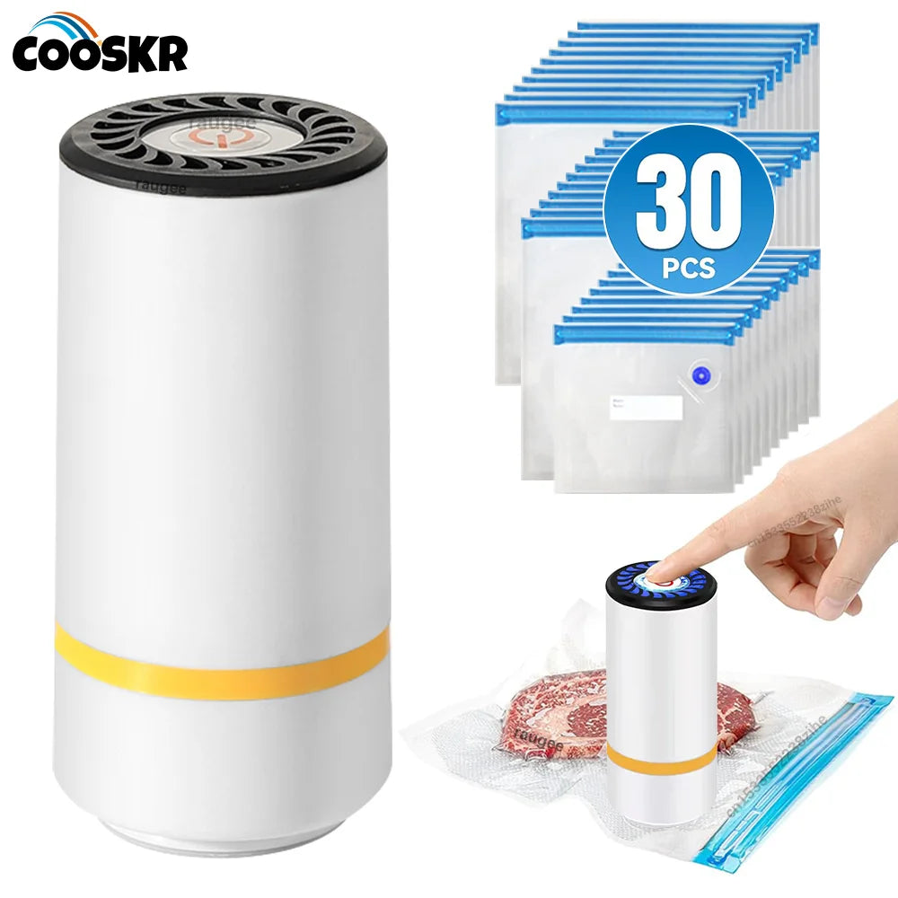 Portable Electric Vacuum Pump for Food Storage with Reusable Vacuum Bags