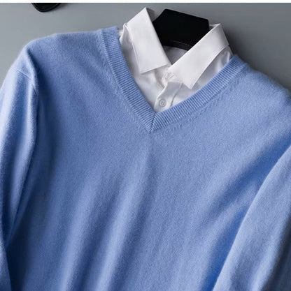 Men's V-Neck Sweater Versatile Lightweight Knitwear for Smart Casual Outfits