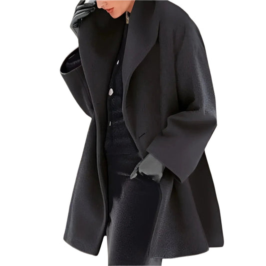 Women’s Smart Longline Winter Coat with Button Fastening