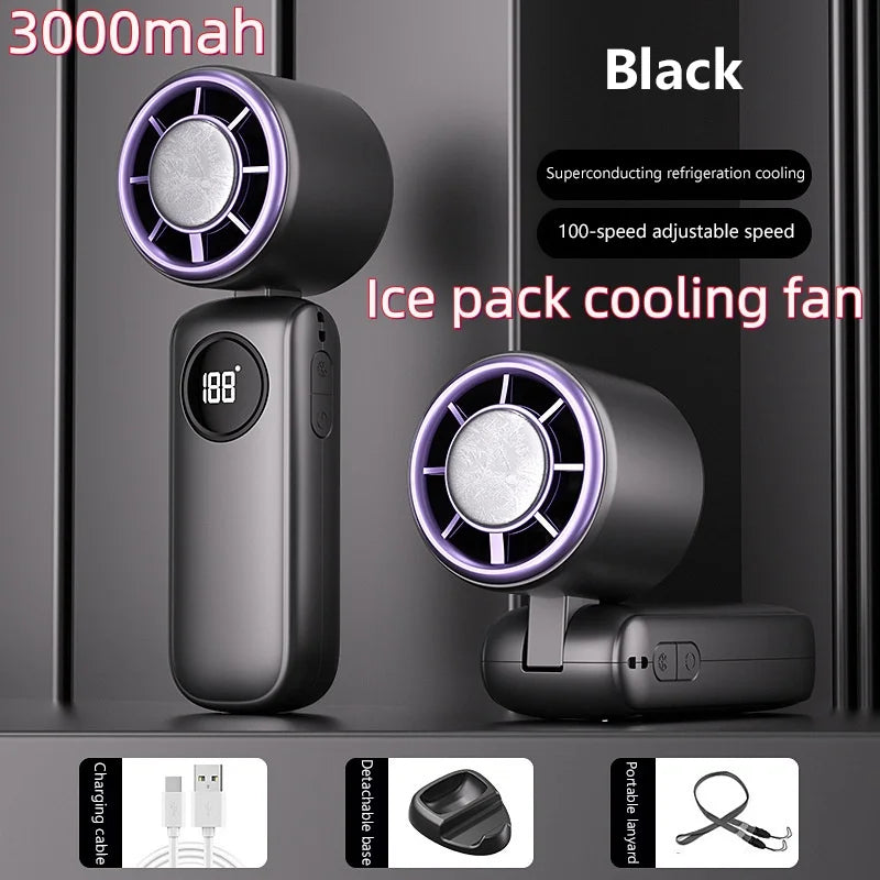 Ventilador de cuello portátil recargable por USB con pantalla LED 8000mAh