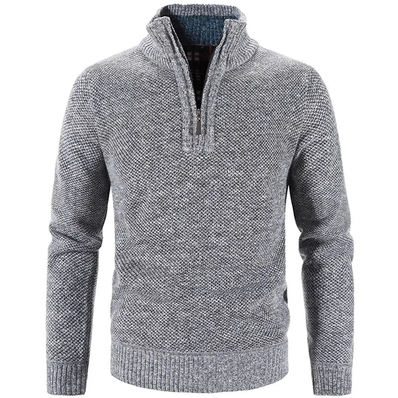 Men’s Stand-Up Collar Winter Jumper Vintage Thick Zip Style