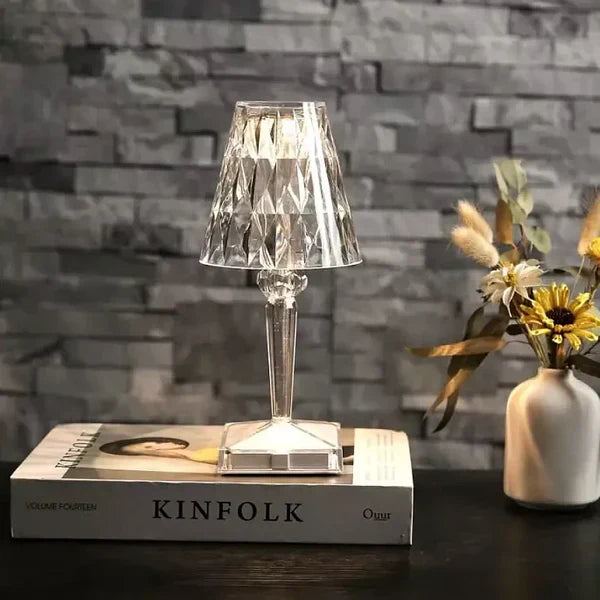 Elegant Crystal Accent Lamp Dimmable Rechargeable Lighting for Home
