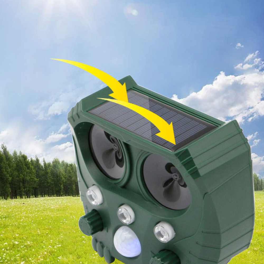 Solarbetriebener Ultraschall-Schädlingsvertreiber für Gärten