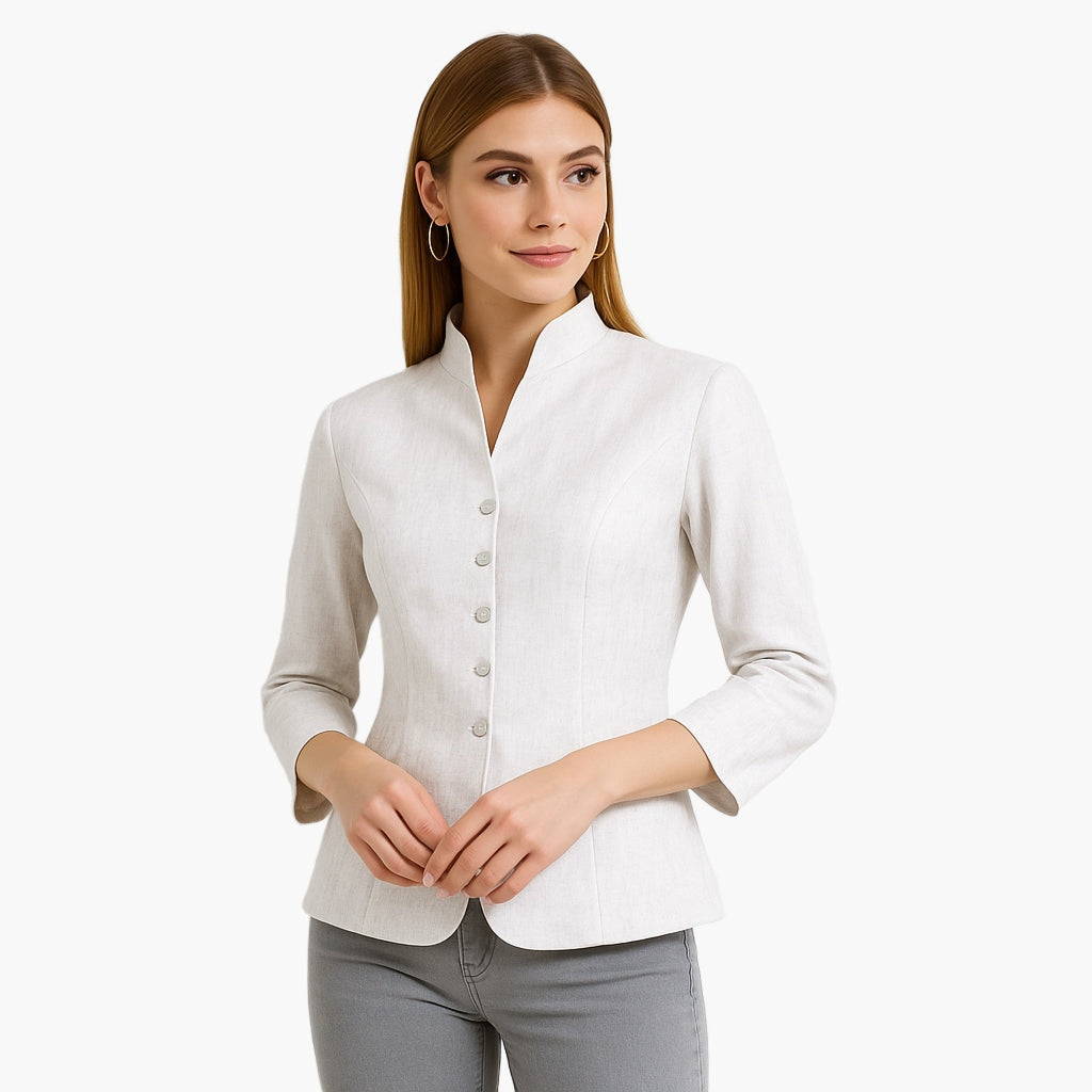 Elegant Women's Chambray Blouse with Collar