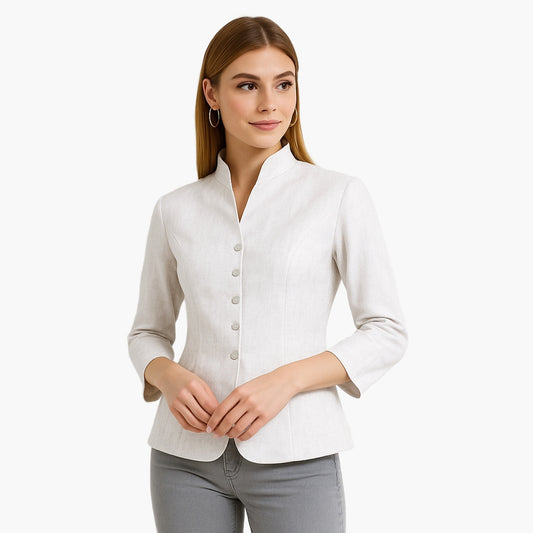 Elegant Women's Chambray Blouse with Collar