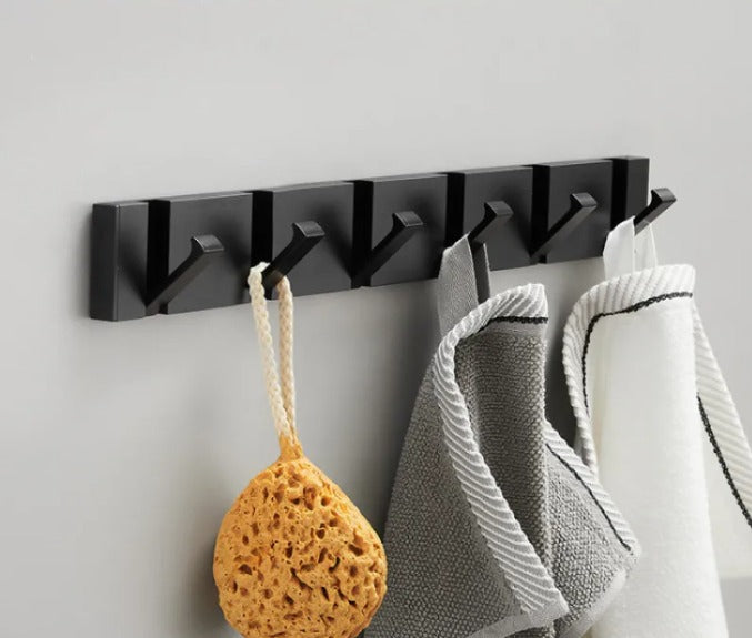Wall Mounted Modern Folding Coat Rack with Retractable Hooks Space Saving