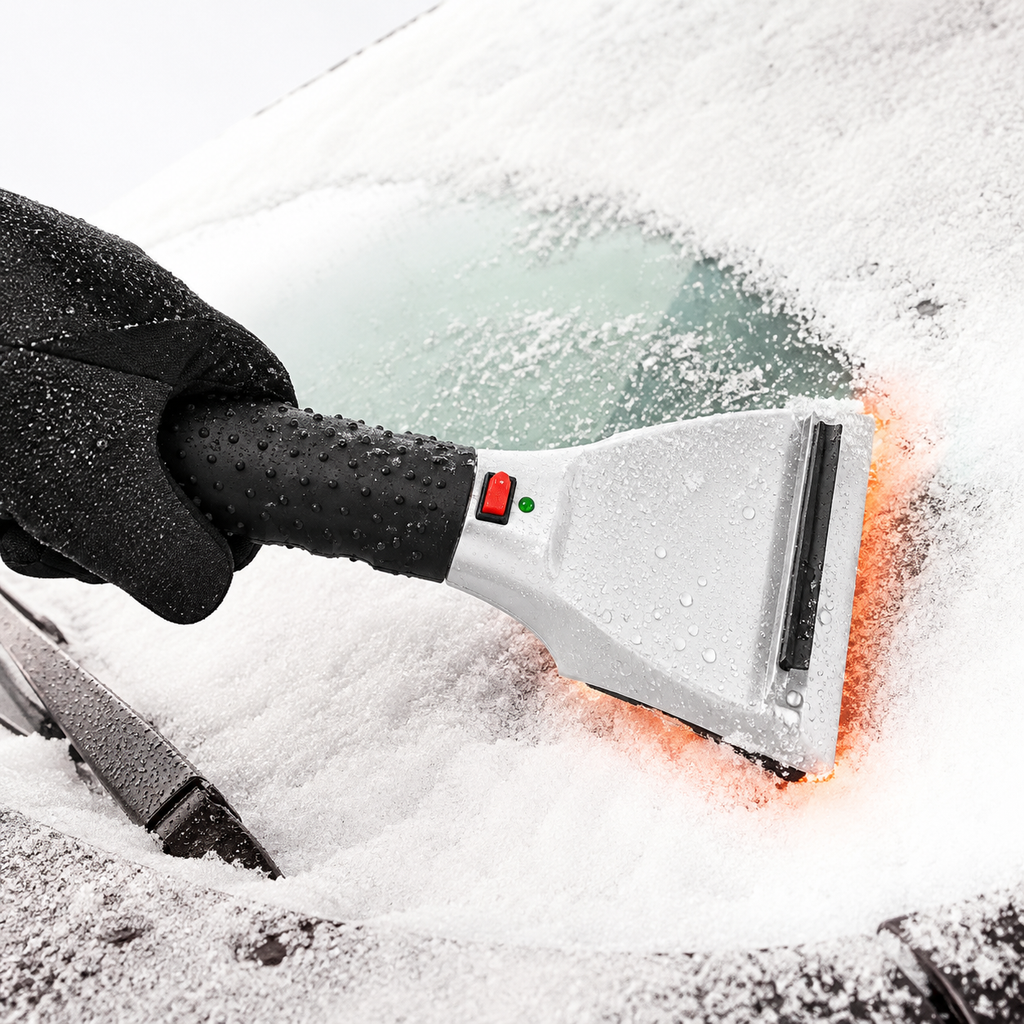 Heated Car Ice Scraper for Window Windshield with LED Light and 12v Power Cord