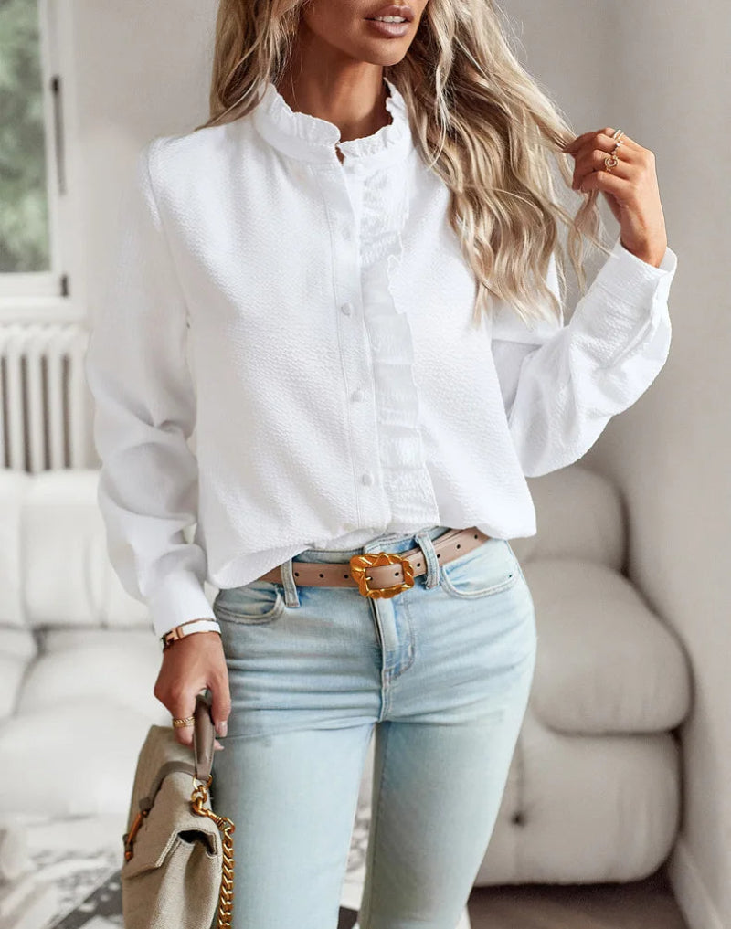 Women’s Smart Blouse Button Detail and Stylish Sleeves
