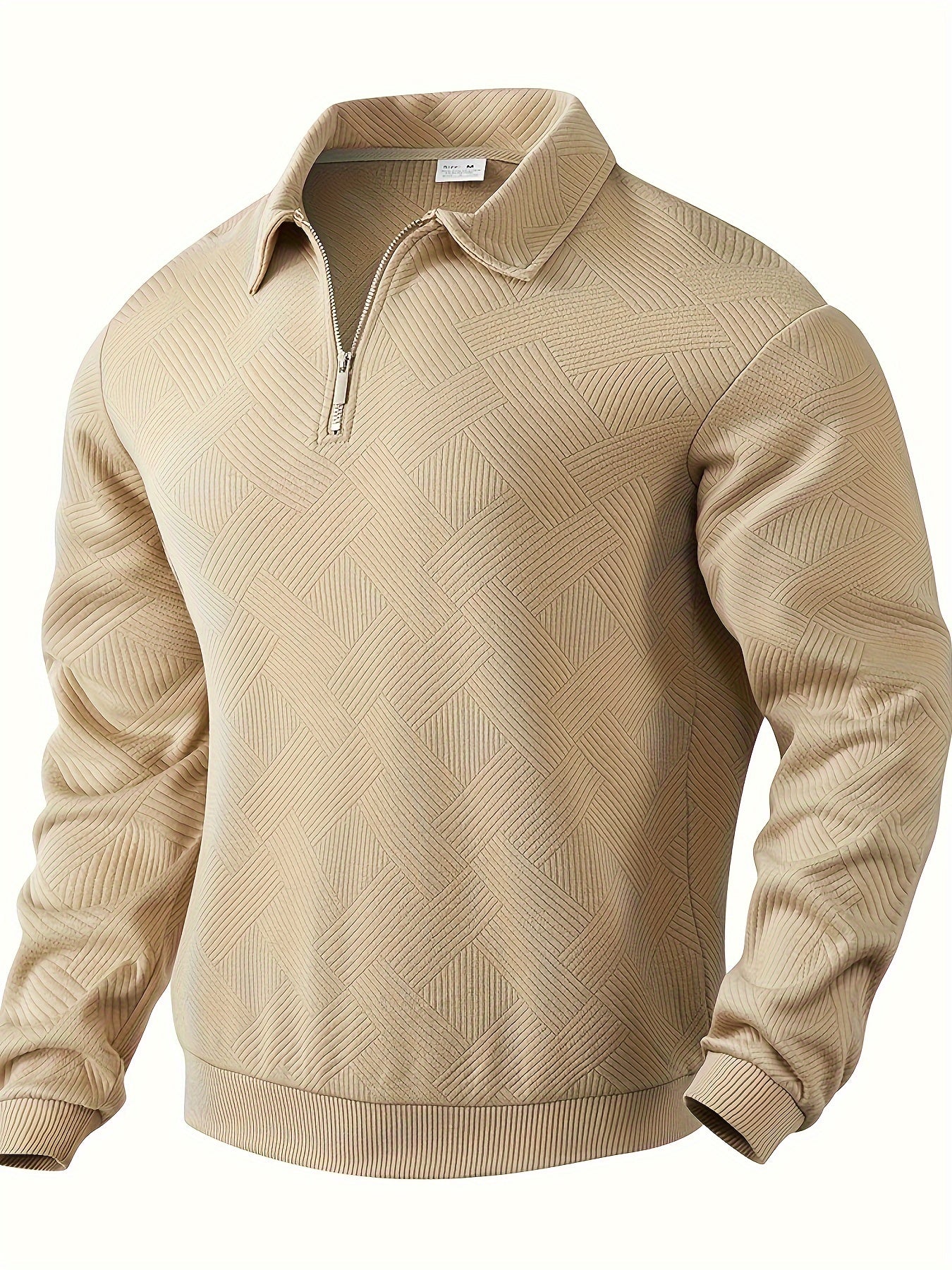 Men’s Quarter Zip Jumper Casual Warm Geometric Knitwear